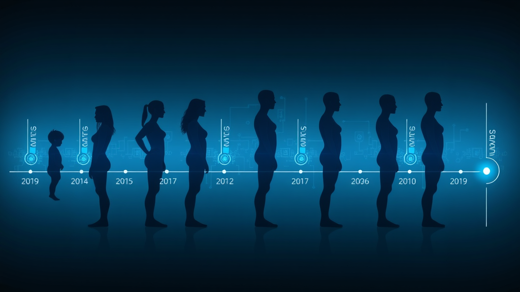 Infographic timeline of health by age and stage, from infancy to senior years
