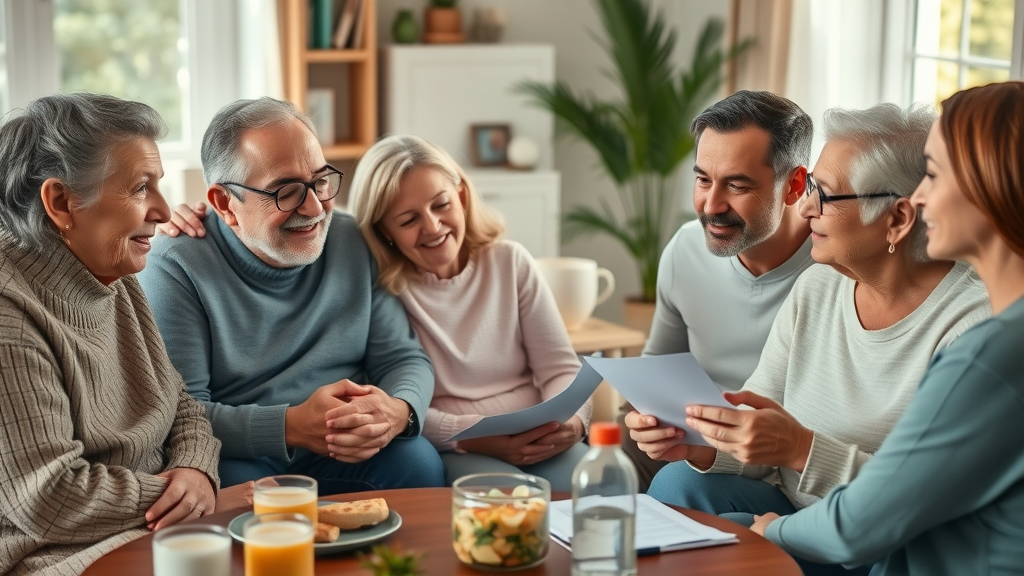 chronic condition management family discussion in cozy living room