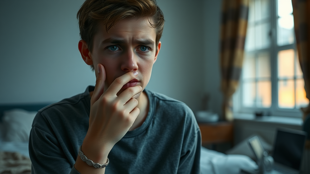 concerned young adult signs mental health disorder distress bedroom
