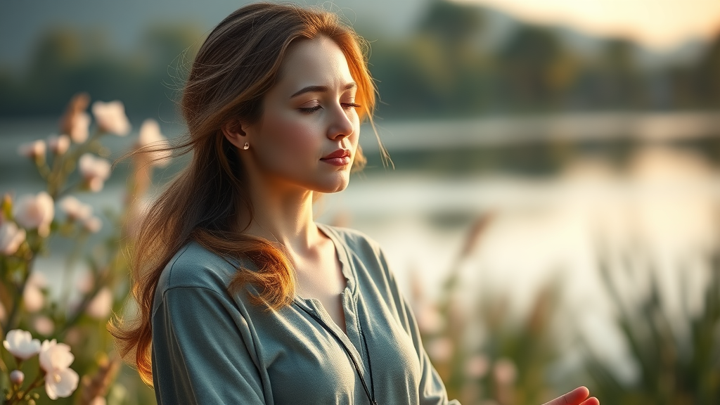 mental health wellness and prevention meditation serene woman outdoors