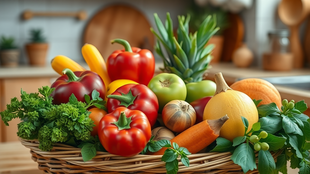 Fresh fruits and vegetables for disease prevention in the kitchen