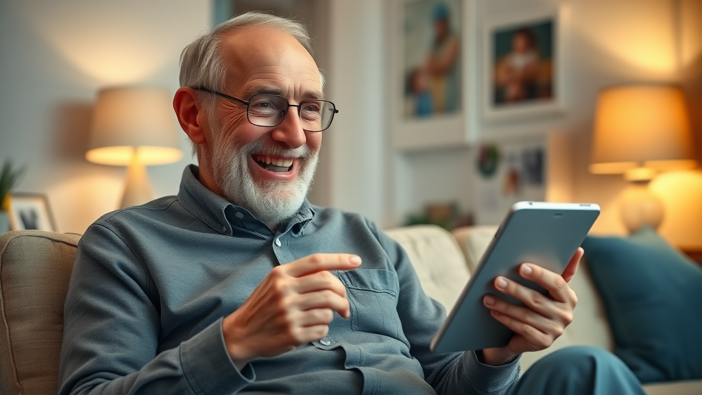 Elderly patient receiving positive blood pressure results via telehealth