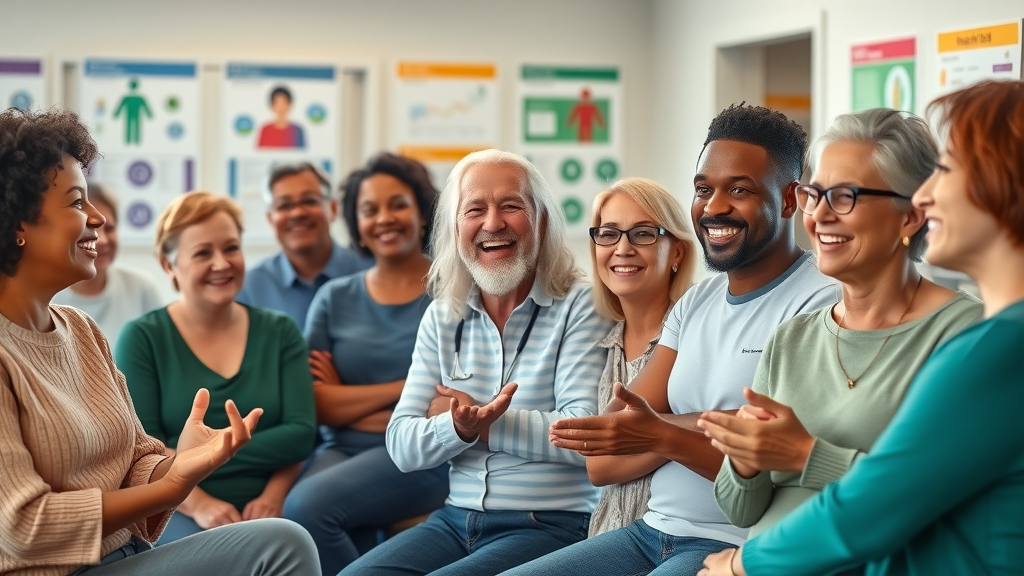 Diverse group engaging in preventive healthcare seminar, community setting