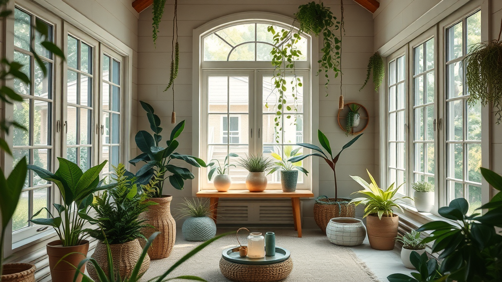 eco-friendly tranquil home interior illustrating environmental balance as part of holistic wellness