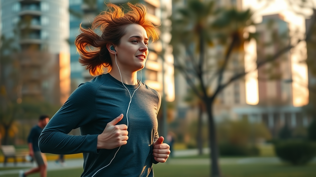 nutrition and wellness high demand healthy lifestyle motivated professional jogging in an urban park at sunrise, energetic and fit