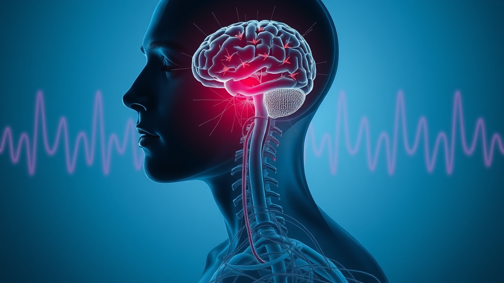 Anatomical human silhouette showing internal organs and highlighted brain, illustrating the effects of stress management techniques
