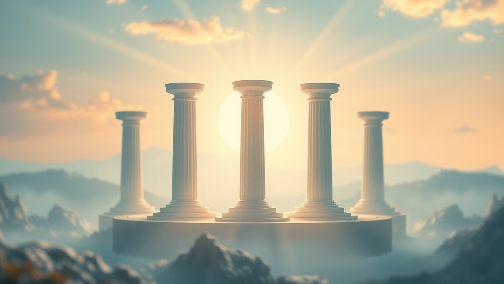 Abstract visualization of five pillars representing the 5 C