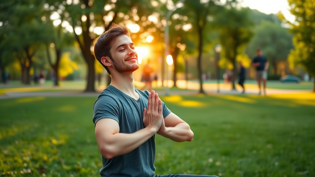 young man yoga sunrise park mental health disorder self-care