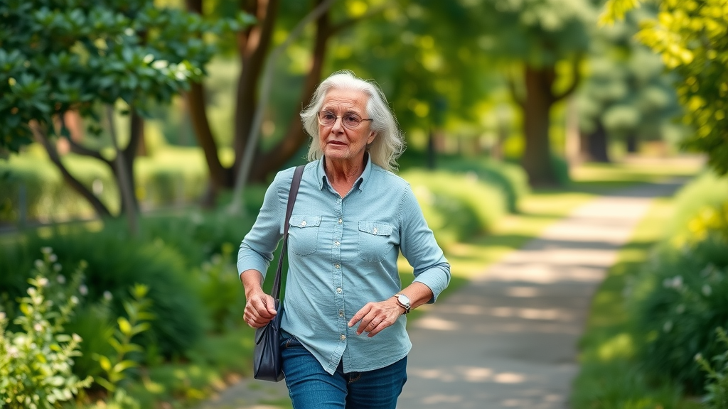 Senior couple walking outdoors for heart disease prevention