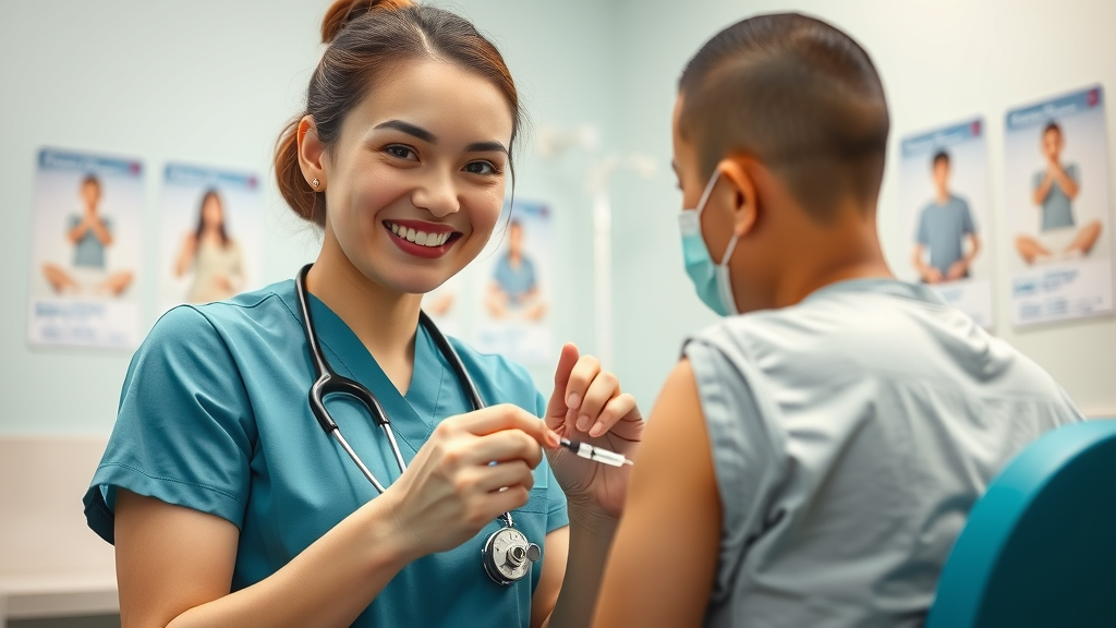 Healthcare professional administering a preventive vaccine to patient