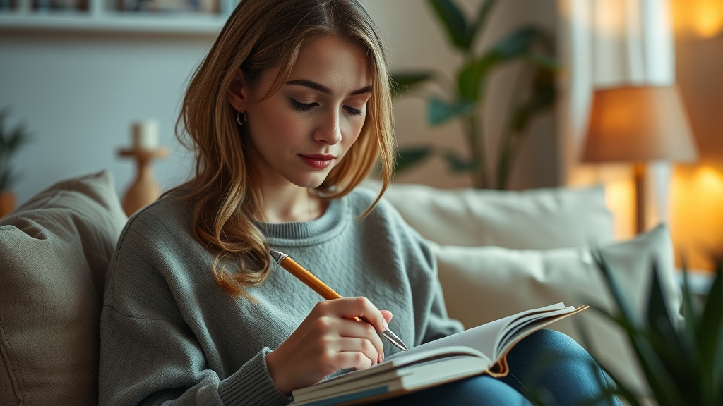 self-care strategies journaling at home mental health living room