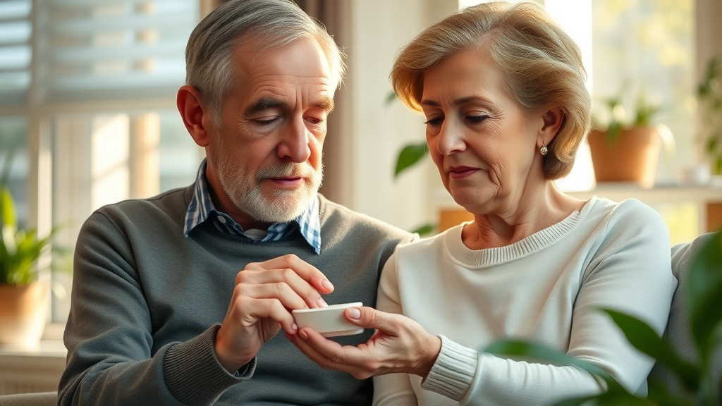 elderly couple using medication pillbox chronic disease self-care older adults