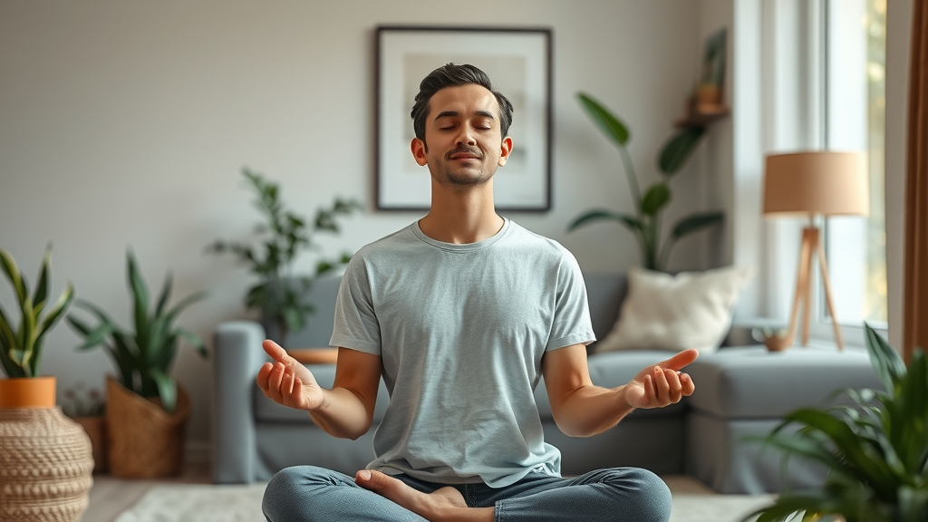 Individual practicing stress management with mindfulness meditation