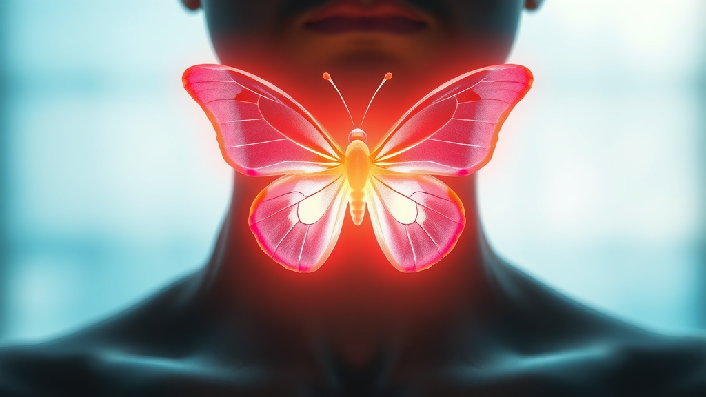 Glowing butterfly thyroid gland illustration symbolizing underactive thyroid relief.