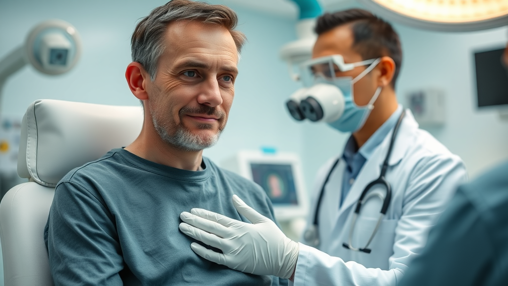 The GIGuy - patient preparing for colonoscopy in modern clinic