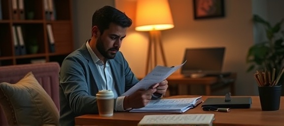 analytical grams expert, interpreting charts, drawing conclusions, photorealistic, cozy office with soft seating and a coffee cup on the table, highly detailed, the sound of typing in the background, 50mm lens, natural colors, evening desk lamp glow, shot with a Canon RF 50mm f/1.2L lens.