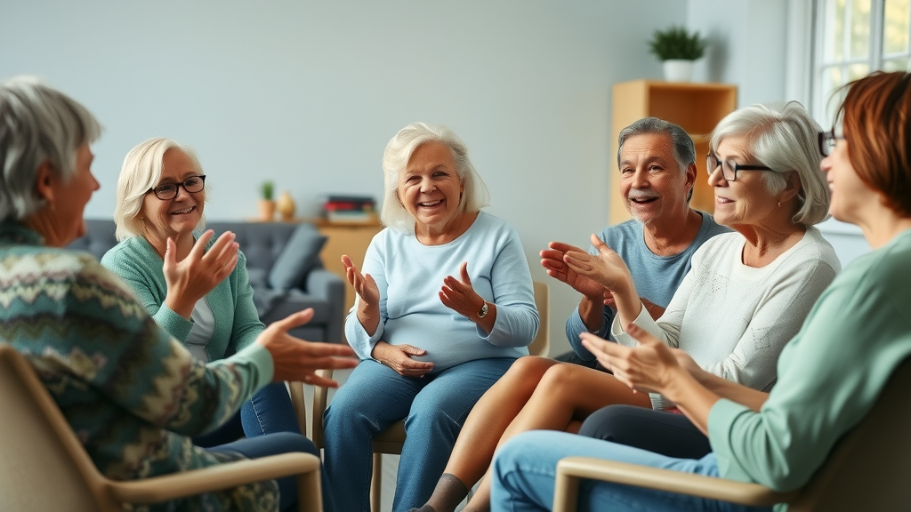 caring support group for chronic illness: people engaged in sharing and listening