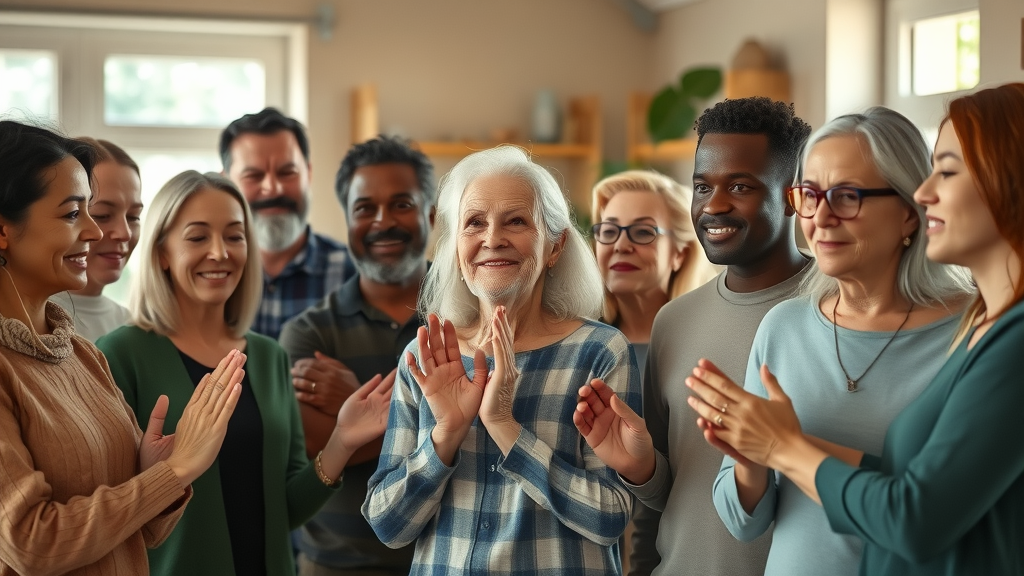 mental and emotional health group support, cozy community center, natural light
