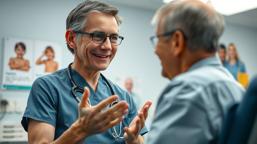 prevention services friendly healthcare professional in clinic