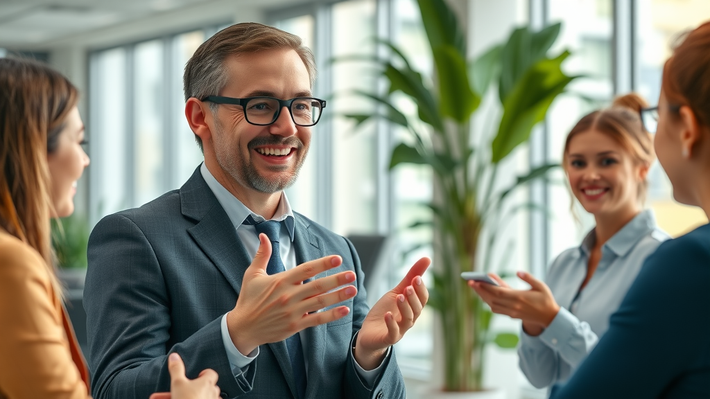 Business leader fostering inclusivity and open conversation about mental health at work