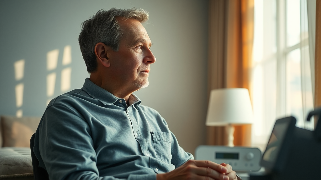 chronic physical condition and mental illness - Person with monitoring device in reflection