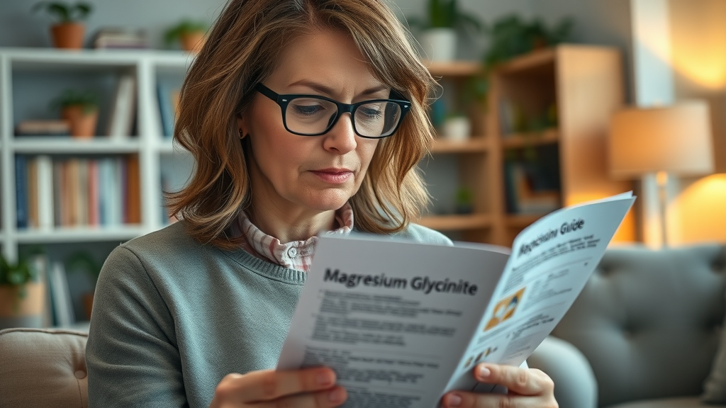 person reading a medication guide about magnesium glycinate