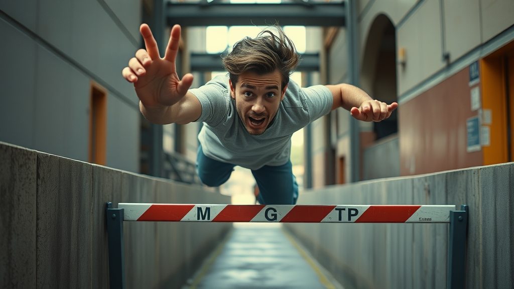 overcoming barriers emotional resilience determined person urban obstacle leap