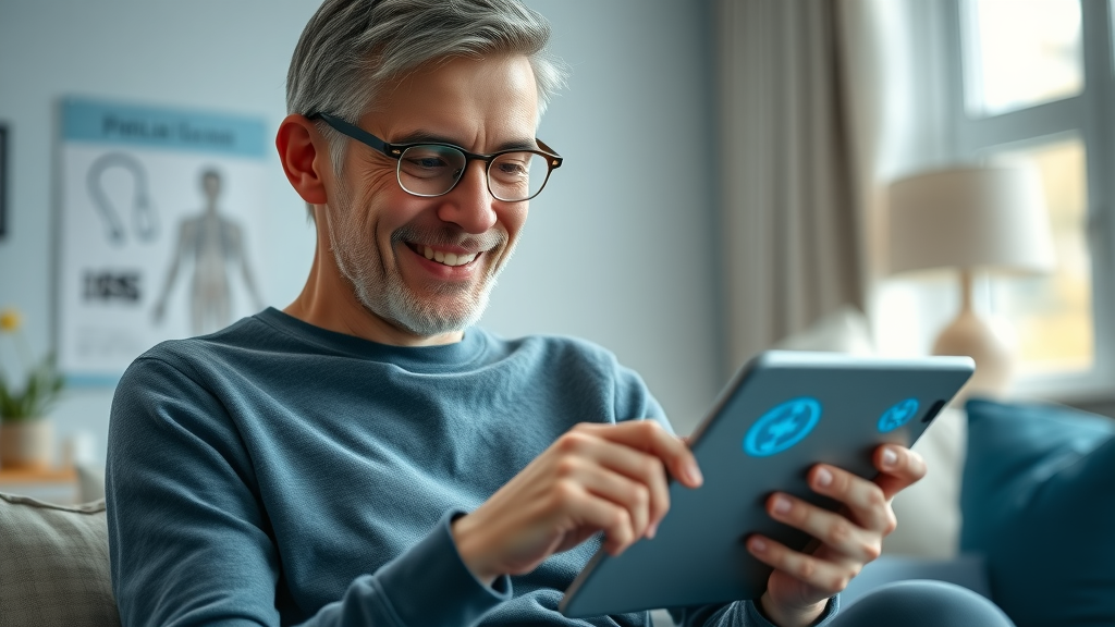 Person using a digital healthcare app at home for chronic disease management - digital resource for chronic illnesses