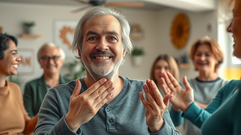 person with rare chronic illness being welcomed into a rare disease support group in an encouraging, inclusive space