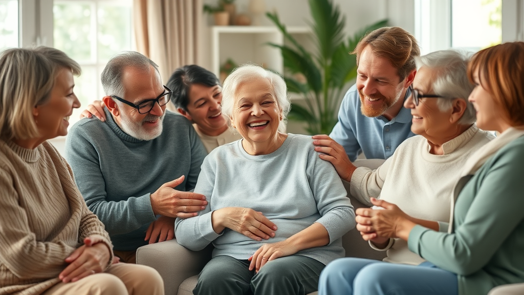 family and friends providing support to chronic disease patient, warm supportive environment