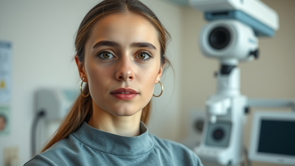 Young adult preparing for cancer screening in a medical setting
