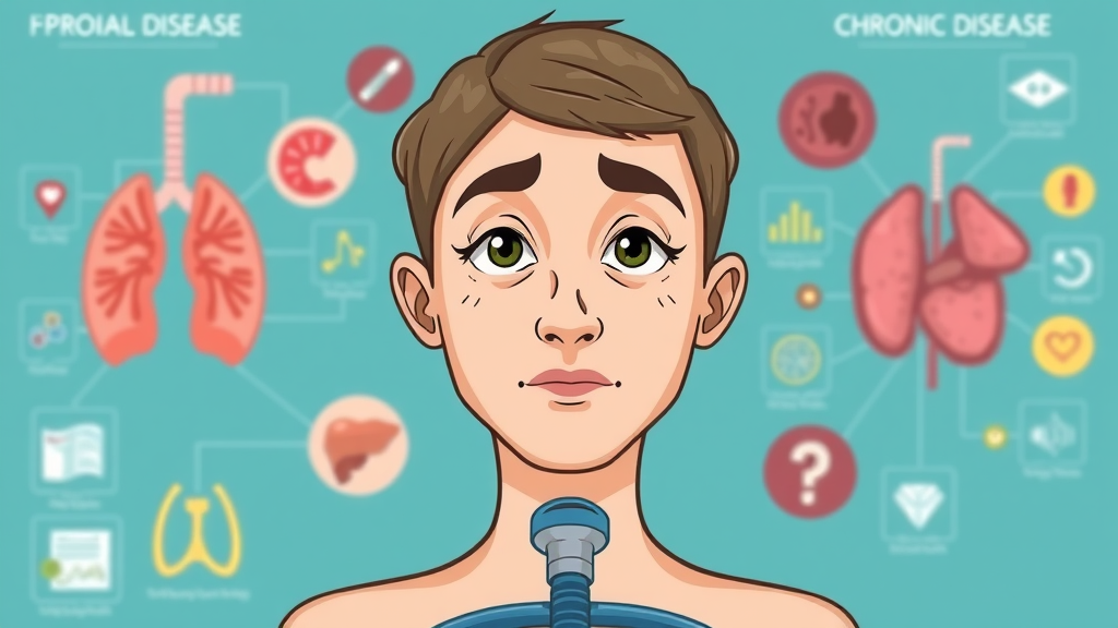 Medical illustration showing infographic elements of organs affected by chronic disease, providing clarity for chronic condition support and education