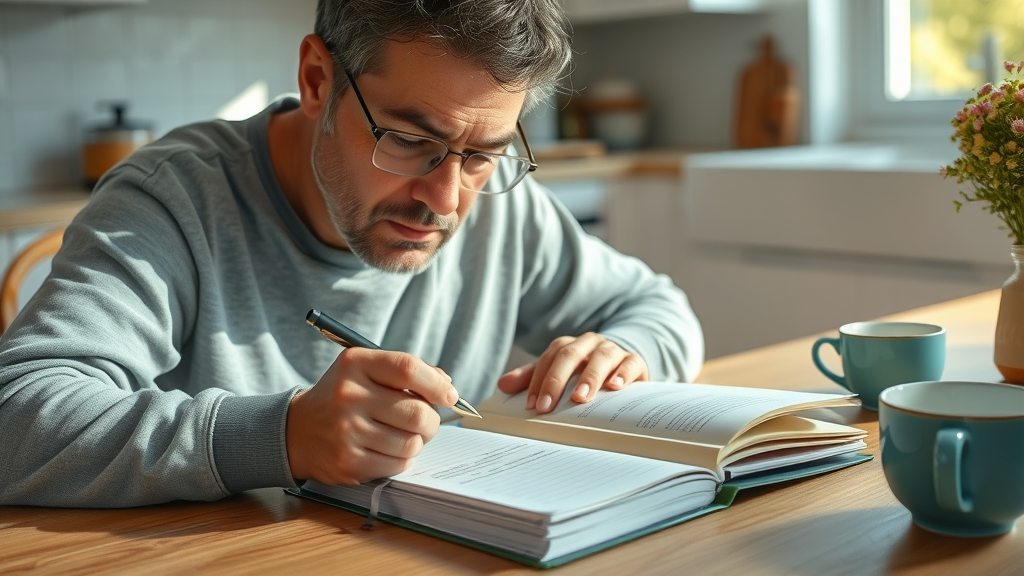 Active coping for chronic illness: focused person journaling at a kitchen table