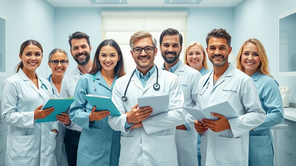 Group of Triangle dentists sharing 5 secrets to a healthier, whiter smile in a modern clinic, promoting whiter smile and local dental expertise