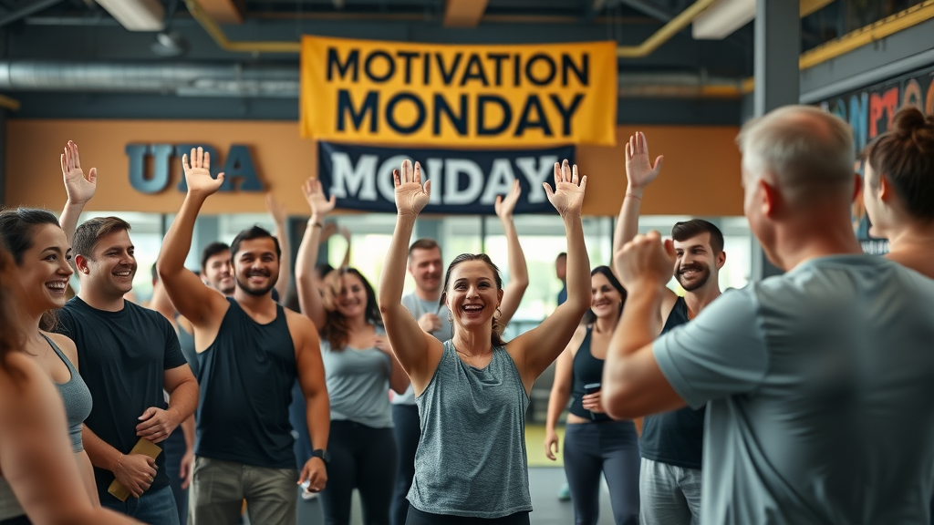 Motivation Monday session at Triangle gym with coach and engaged members