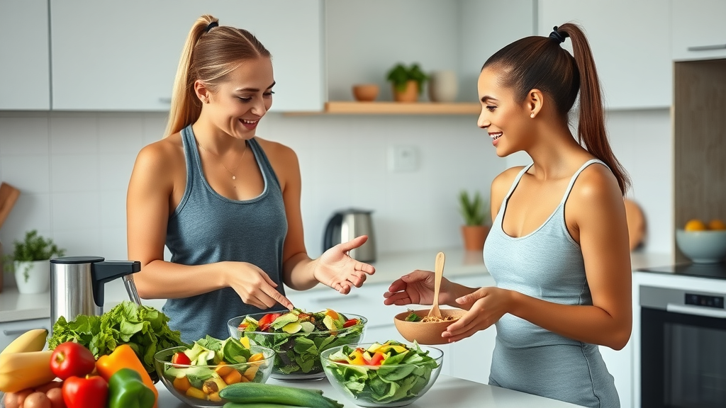 Nutritionist advising fitness enthusiast on smart meal prep at Triangle gym