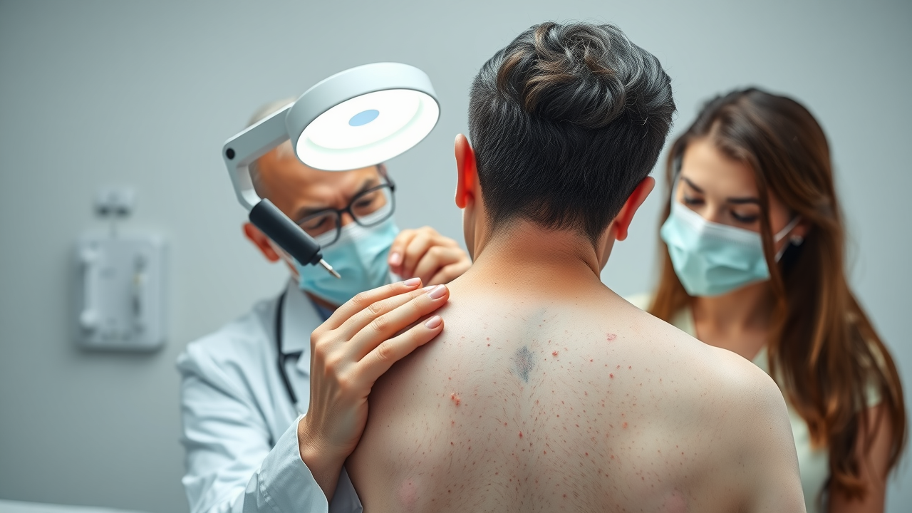 dermatologist checking patient